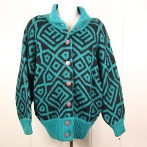 80's Wool Mohair Graphic Sweater Cardigan